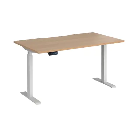 Elev8 Contract Straight Sit-Stand Desk - 1400 - White - Beech